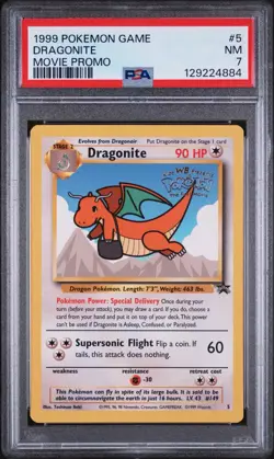 PSA 7 Dragonite #5 Black Star Promo WOTC Pokemon TCG WB the First Movie 1999 - Image 1