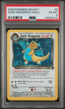 2000 POKEMON TEAM ROCKET UNLIMITED #5 / 82 DARK DRAGONITE HOLO - PSA 6 - Image 1