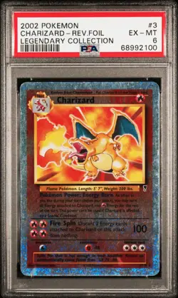 Pokemon 2002 Legendary Collection #3 Charizard Reverse Foil PSA 6 - Image 1