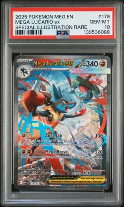 2025 POKEMON MEGA EVOLUTION SPECIAL ILLUSTRATION RARE MEGA LUCARIO EX PSA 10 - Image 1