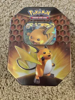 Pokemon TCG : Hidden Fates Tin - Raichu GX -BRAND NEW - FACTORY SEALED Tiny tear 820650804816 - Image 1