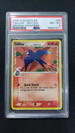 2006 Pokemon: TAILLOW 66/101 - [Reverse Holo] [EX Dragon Frontiers] NM/MT PSA 8 - Image 1