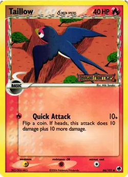 Pokemon TCG Taillow (Delta Species) 66/101 Dragon Frontiers Reverse Holo VLP - Image 1
