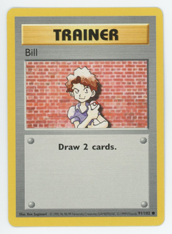 Bill 91/102 Shadowless NM LP MP HP Common Base Set Pokemon WOTC Card - Image 2