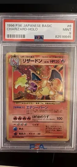 Pokemon Charizard Base Set Japanese Holo Rare #006 1996 PSA 9 Mint really clean - Image 1