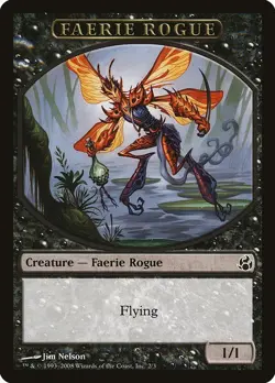 Faerie Rogue Token 10x - Black - Nelson Art - MOR Morningtide MTG Magic NM - Image 1