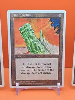 🟤🟤🟤 (3) 1995 Magic The Gathering JADE MONOLITH 4TH EDITION PLAYED 🟤🟤🟤 - Image 3