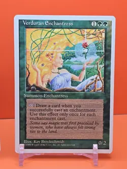 🟢🟢🟢 (2) 1995 MAGIC The Gathering VERDURAN ENCHANTRESS EDITION PLAYED 🟢🟢🟢 - Image 3
