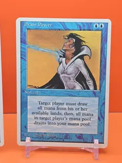 🔵🔵🔵 (2) 1995 MAGIC The Gathering DRAIN POWER 4TH EDITION PLAYED 🔵🔵🔵 - Image 3