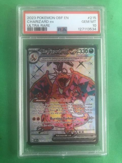 2023 POKEMON OBF EN ULTRA RARE CHARIZARD EX #215 GEM MINT PSA 10 - Image 1