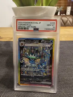 VAPOREON EX SPECIAL ART RARE POKEMON JAP SV8A-TERASTAL FEST EX 2024 205 PSA 10 - Image 1