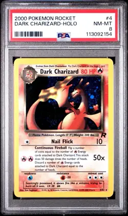 Dark Charizard PSA 8 2000 Pokemon Rocket Unlimited Holo Rare #4/82 NEW Cert *11 - Image 1