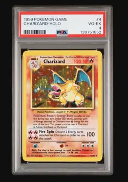 1999 Holo Rare Charizard 4/102 Base Set Pokemon TCG Card PSA 4 - Image 1
