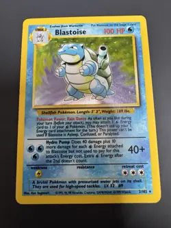 Pokemon TCG Base Set Blastoise Holo 2/102 LP- - Image 1