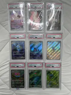 Pokemon SV 151 EN PSA 9 SIR Complete Starter & Evolutions 9 Card Set - Image 1