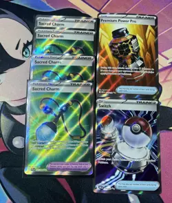 Pokemon TCG Tool And Item Full Art Lot Of 5 Cards Switch Sacred Charm Power Pro - Image 1