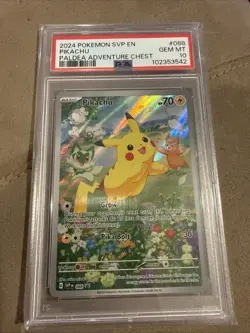 2024 POKEMON BLACK STAR PROMO 88 PIKACHU PALDEA ADVENTURE CHEST PSA 10 GEM MINT - Image 1