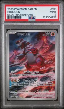 PSA 9 Mint Groudon 199/182 Illustration Rare - Pokemon Paradox Rift SV04 - Image 1