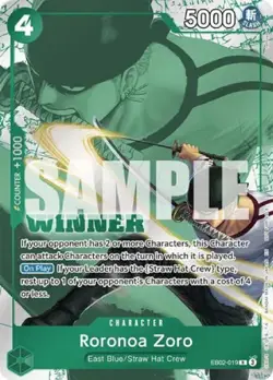 One Piece TCG Roronoa Zoro EB02-019 R Winner Pack 2025 Vol.3 Promo - Image 1