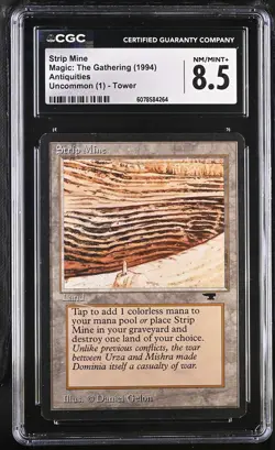 MTG Strip Mine Tower Antiquities Near Mint CGC 8.5 - Image 1