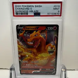 2020 POKEMON SWORD & SHIELD DARKNESS ABLAZE - #019/189 CHARIZARD V - PSA 9 MINT - Image 1