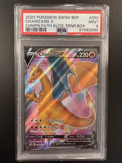 2020 Pokemon SWSH BSP Charizard V #50 Champions Path ETB Promo PSA 9 MINT - Image 1