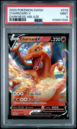2020 POKEMON SWORD & SHIELD DARKNESS ABLAZE #019 CHARIZARD V PSA 9 Mint - Image 1