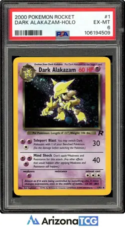 Pokemon 2000 Dark Alakazam 1/82 Holo Rare Team Rocket PSA 6 - Image 1
