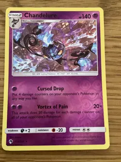 Chandelure Pokemon Card 103/214 Reverse Holo- Used -Sun & Moon-Lost Thunder - Image 1