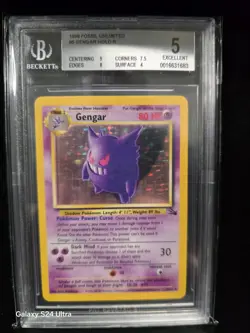 Pokemon TCG Gengar Fossil Unlimited Holo Rare Card 5/62 Vintage - Image 1