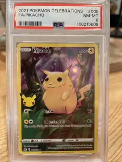 Pikachu # 005/025 Full Art Pokemon TCG 2021 Celebrations | PSA 8 NM-MT Rare Holo - Image 1