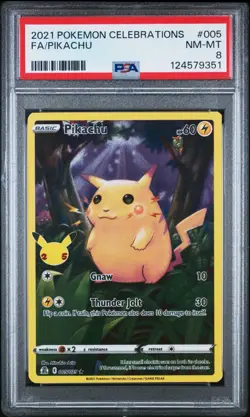 Pikachu # 005/025 Full Art | Pokemon TCG - 2021 Celebrations | PSA 8 NM-MT - Image 1