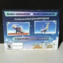Pokemon Scarlet & Violet Shiny Koraidon / Miraidon Redeem Code UNSCRATCHED - Image 1