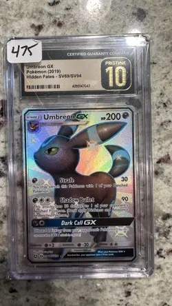 CGC 10 PRISTINE PSA Pokemon Hidden Fates Umbreon GX SV69/SV94 Full Art Shiny - Image 1