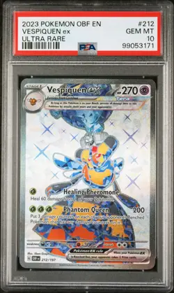 2023 Pokemon OBF EN #212/197 Vespiquen EX Ultra Rare PSA 10 GEM - Image 1