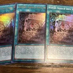3x WANTED: Seeker of Sinful Spoils RA03-EN074 x2 Ultra Rare x1 Super YuGiOh! - Image 3