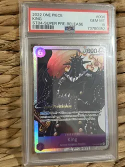 One Piece ST04-004 King Super Pre-Release Stamp SR Starter Deck Foil Art PSA 10 - Image 2