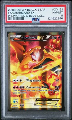 2016 POKEMON XY BLACK STAR PROMO RED & BLUE COLL FULL ART/CHARIZARD EX PSA 8 - Image 1
