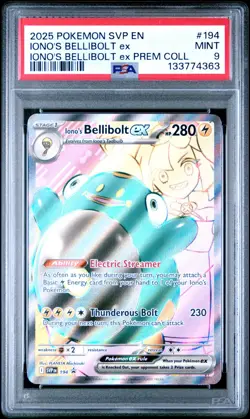 2025 POKEMON SVP EN-SV BLACK STAR PROMO #194 IONO'S BELLIBOLT EX PSA 9 - Image 1