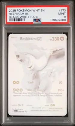 2025 POKEMON WHT EN-WHITE FLARE BLACK WHITE RARE #173 RESHIRAM EX PSA 9 - Image 1