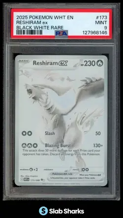 2025 POKEMON SV WHITE FLARE - WHT EN #173/086 RESHIRAM EX BLACK WHITE RARE PSA 9 - Image 1
