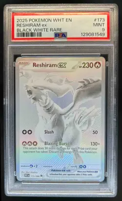 2025 Pokemon SV White Flare WHT EN Reshiram ex Black and Rare #173/086 PSA 9 - Image 1