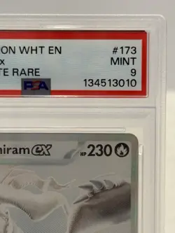 2025 POKEMON WHT EN-WHITE FLARE BLACK WHITE RARE #173 RESHIRAM EX PSA 9 - Image 3