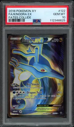 2016 Pokemon XY Fates Collide Kingdra EX 122/124 PSA 10 Gem Mint Full Art - Image 1