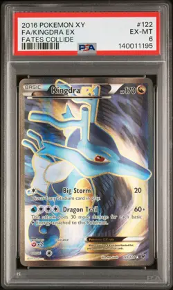 2016 POKEMON XY FATES COLLIDE #122 FULL ART/KINGDRA EX PSA 6 - Image 1