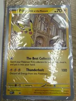 Pokemon Pikachu Natural History Museum Promo Card In Hand NEW + Ecology Booklet - Image 2