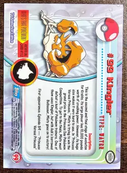 2000 Pokemon TV Animation Edition - Holo Foil card 99 Kingler - Image 2