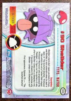 2000 Topps Pokemon TV Animation Edition Series 2 Shellder #90 Foil Blue Label - Image 2