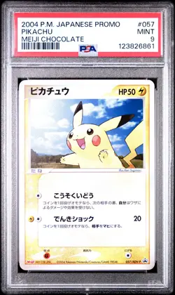 2004 POKEMON JPN PROMO MEIJI CHOCOLATE #057 PIKACHU PSA 9 - Image 1