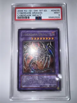 YuGiOh Cyberdark Dragon CDIP-EN035 Cyberdark Impact 1st Edition PSA 9 Mint - Image 1